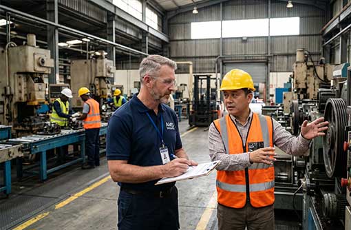 An AMS Security expert conducting a risk assessment with a plant manager.